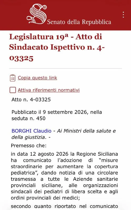 SICILIA, CIRCOLARE VACCINI E SEGNALAZIONE ALL’AUTORITÀ GIUDIZIARIA