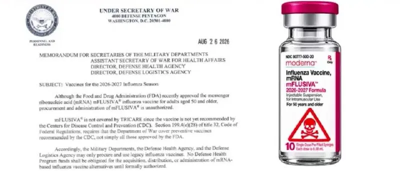 PENTAGONO, STOP AL VACCINO ANTINFLUENZALE A MRNA NELL'ESERCITO USA