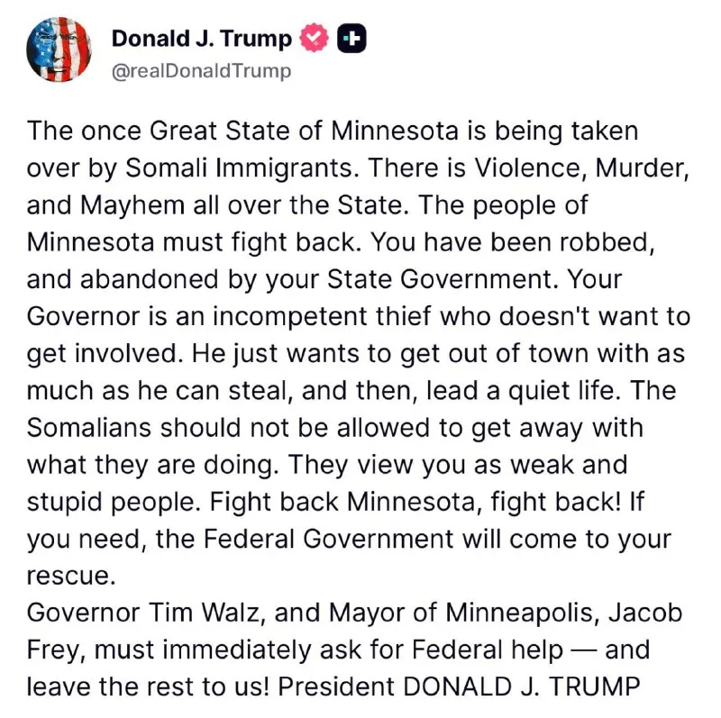 TRUMP EVOCA DI NUOVO L'INSURRECTION ACT, STAVOLTA PER MINNEAPOLIS