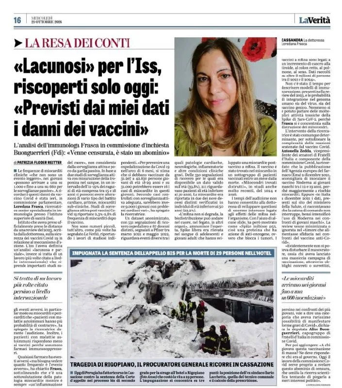 IN COMMISSIONE COVID L'ESPERTA ISS CITA DATI SU MIOCARDITI E PROTEINA P53