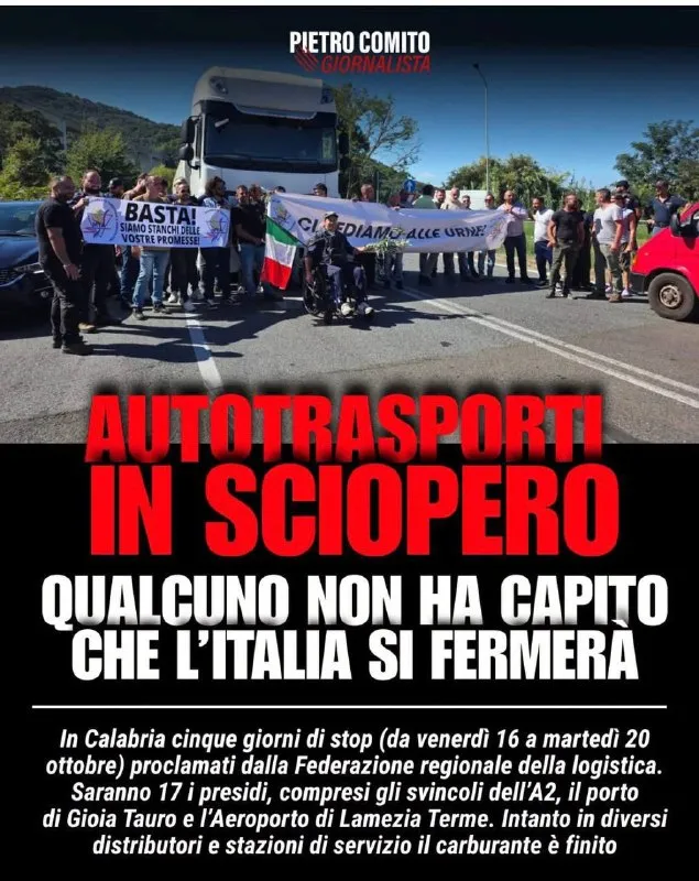 IN CALABRIA PROTESTA DI CINQUE GIORNI CONTRO IL CARO CARBURANTE